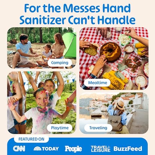 Fomin Mini Hand Sanitizer Tücher 8er Pack (8 Stück) - Duftfreie Mini-Feuchttücher - pH-ausgeglichen, biologisch abbaubar, antibakteriell für unterwegs - hypoallergen, insgesamt 64 Tücher