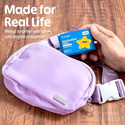 Fomin Mini Hand Sanitizer Tücher 8er Pack (8 Stück) - Duftfreie Mini-Feuchttücher - pH-ausgeglichen, biologisch abbaubar, antibakteriell für unterwegs - hypoallergen, insgesamt 64 Tücher