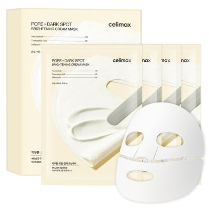 celimax Pore+Dark Spot Brightening Cream Mask 4 Stück | Nicht klebende Gesichtsmaske für vergrößerte Poren mit Niacinamid, Tranexamsäure, beruhigend, feuchtigkeitsspendend, Hyperpigmentierung, koreanische Maske