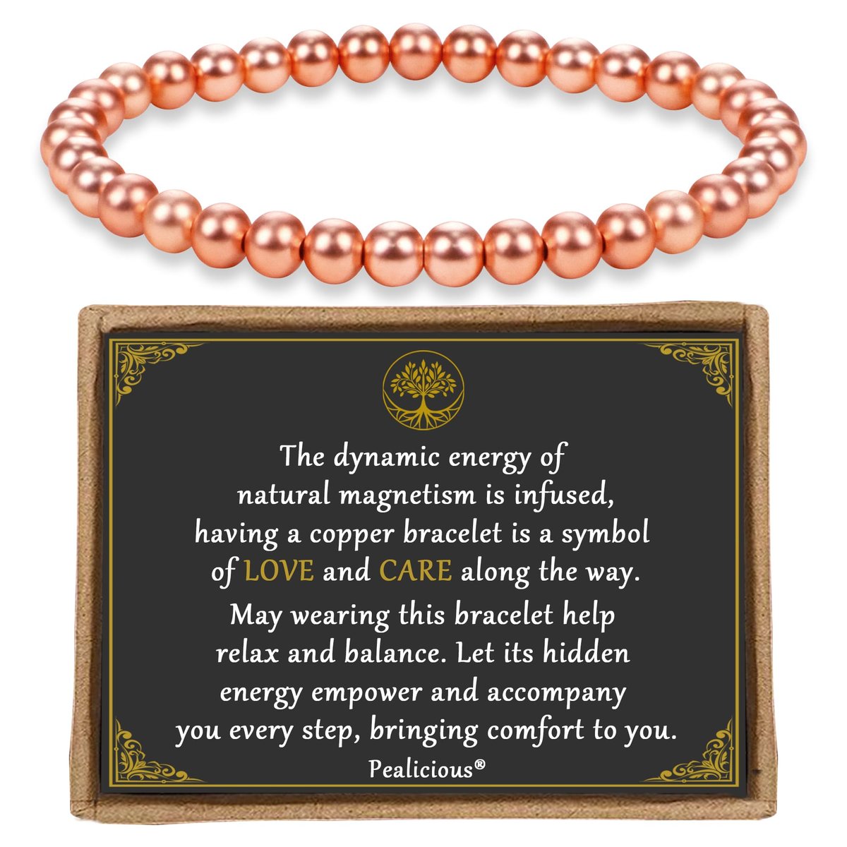 PEALICIOUS Kupferarmband für Damen und Herren, 6 mm Kupferschmuck als Geburtstagsgeschenk, zartes Kupferarmband Pulsera De Cobre para Mujer als Geschenk für Eltern, Jubiläumsgeschenk für Sie und Ihn