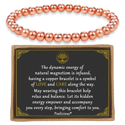 PEALICIOUS Kupferarmband für Damen und Herren, 6 mm Kupferschmuck als Geburtstagsgeschenk, zartes Kupferarmband Pulsera De Cobre para Mujer als Geschenk für Eltern, Jubiläumsgeschenk für Sie und Ihn