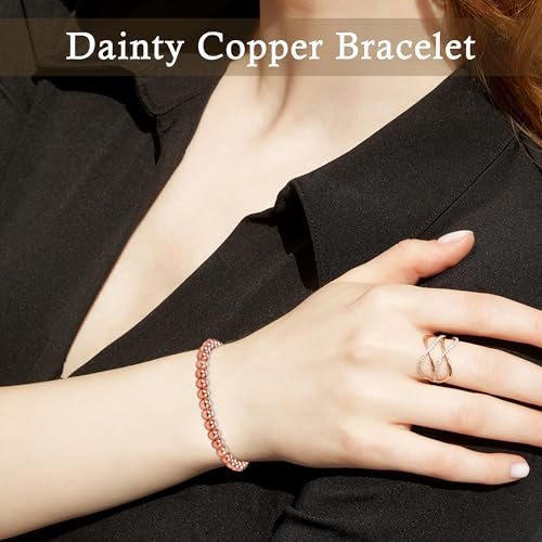 PEALICIOUS Kupferarmband für Damen und Herren, 6 mm Kupferschmuck als Geburtstagsgeschenk, zartes Kupferarmband Pulsera De Cobre para Mujer als Geschenk für Eltern, Jubiläumsgeschenk für Sie und Ihn