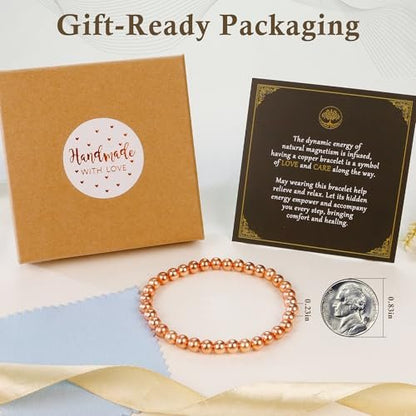 PEALICIOUS Kupferarmband für Damen und Herren, 6 mm Kupferschmuck als Geburtstagsgeschenk, zartes Kupferarmband Pulsera De Cobre para Mujer als Geschenk für Eltern, Jubiläumsgeschenk für Sie und Ihn