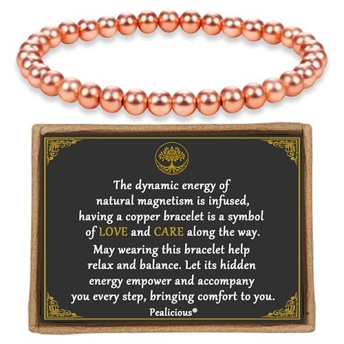 PEALICIOUS Kupferarmband für Damen und Herren, 6 mm Kupferschmuck als Geburtstagsgeschenk, zartes Kupferarmband Pulsera De Cobre para Mujer als Geschenk für Eltern, Jubiläumsgeschenk für Sie und Ihn