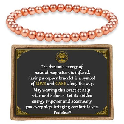 PEALICIOUS Kupferarmband für Damen und Herren, 6 mm Kupferschmuck als Geburtstagsgeschenk, zartes Kupferarmband Pulsera De Cobre para Mujer als Geschenk für Eltern, Jubiläumsgeschenk für Sie und Ihn