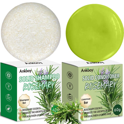 ANKOOY 2er-Pack Rosmarinöl Shampoo Bar & Conditioner Set – Stärkendes Shampoo und Conditioner für Frauen und Männer, kräftigt das Haar, reduziert Haarausfall, kontrolliert Öl, unterstützt die Kopfhautgesundheit