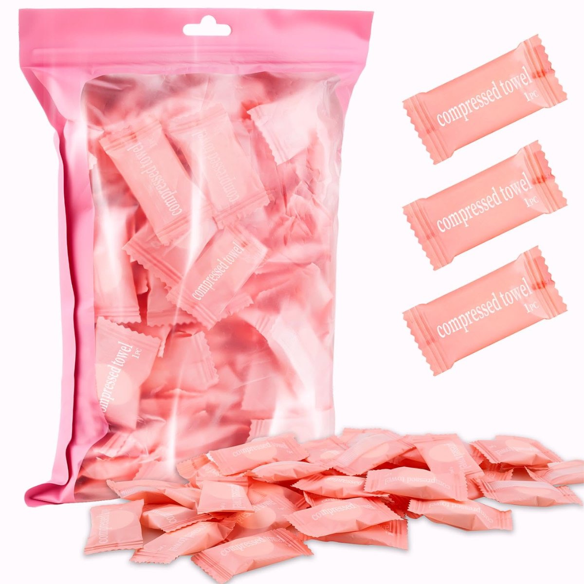 150 Stück komprimierte Handtuchtabletten – Mini Kompakttücher für Reise, Camping & Outdoor – einzeln verpackt – MEQHUO