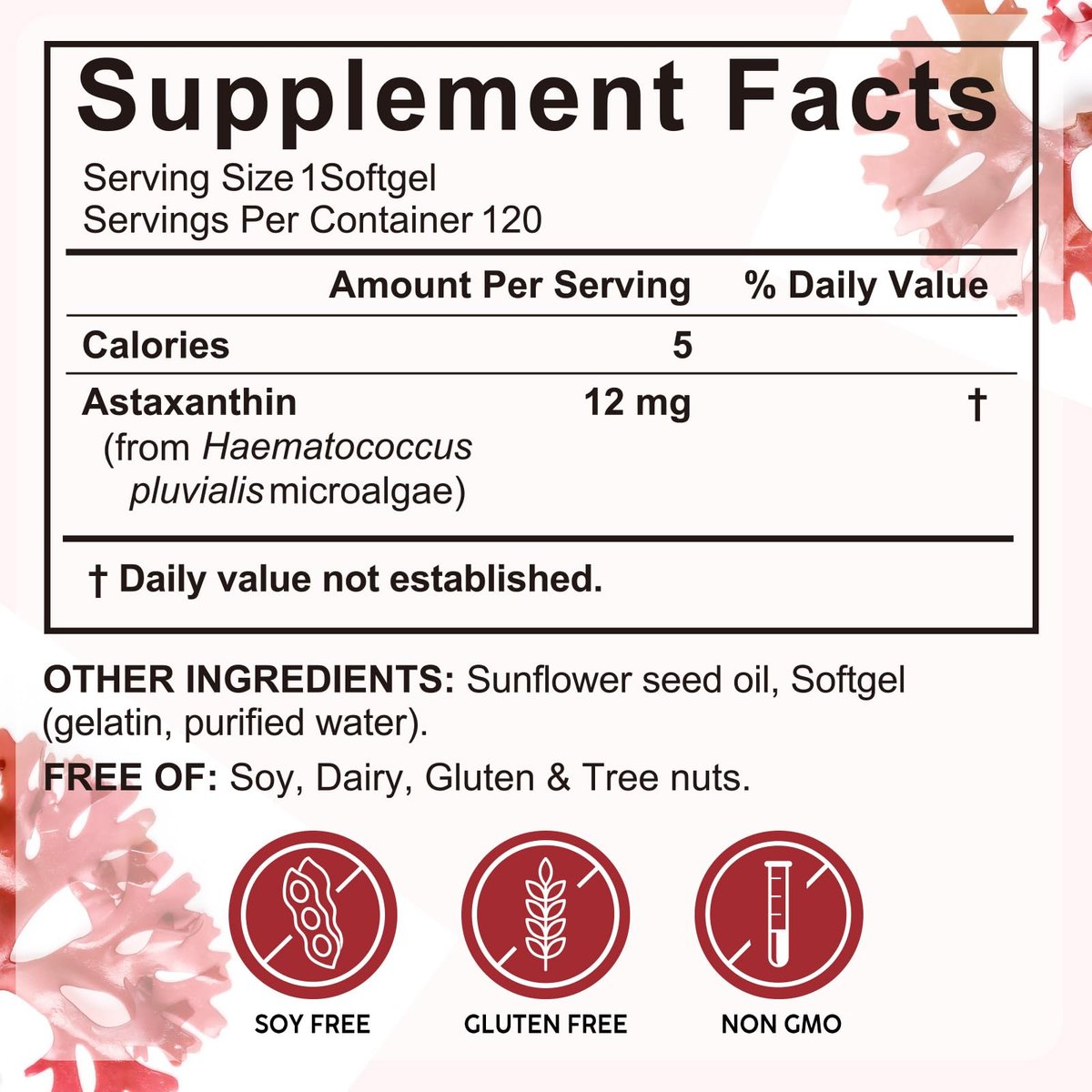 Rulviou Premium Astaxanthin 12 mg, 120 Weichkapseln – Natürliches Antioxidans für Augen-, Gelenk- und Hautgesundheit, Mikroalgenquelle, 4-Monats-Vorrat, Unterstützt die innere Zirkulation und natürliche Bräunung, Nicht-GVO