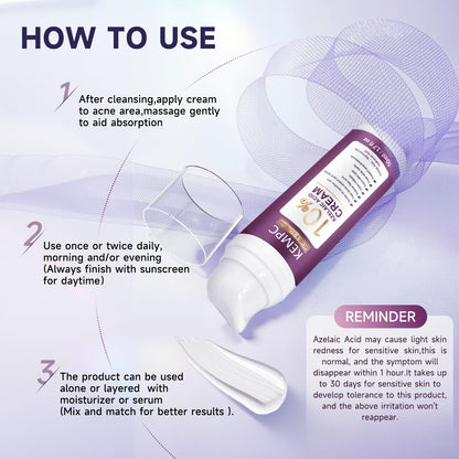 10% Azelainsäure Akne Behandlung für das Gesicht – Hormonelle/Zystische Akne Spot Treatment Creme | Rötungsreduzierende Akne Feuchtigkeitscreme für Rosacea & empfindliche, zu Akne neigende Haut | Jugendliche & Erwachsene, 1,7 oz
