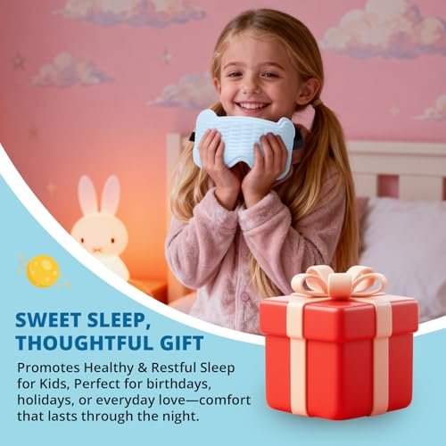 Kinder Schlafmaske, 3D Schlafaugenmaske für Kinder mit verstellbarem elastischem Band, Bärenförmige Augenabdeckung mit Memory-Schaum, Weich & Lichtblockierend, Geschenk für Jungen Mädchen Teenager Alter 5–15 (Blau)