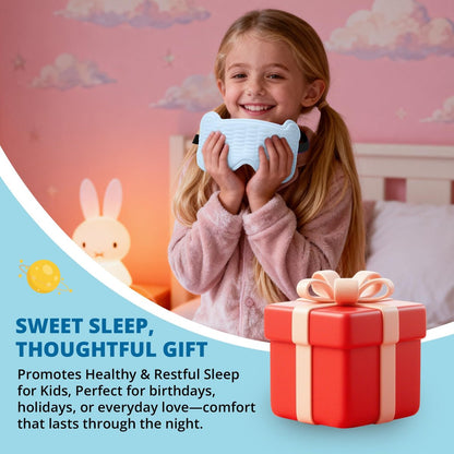 Kinder Schlafmaske, 3D Schlafaugenmaske für Kinder mit verstellbarem elastischem Band, Bärenförmige Augenabdeckung mit Memory-Schaum, Weich & Lichtblockierend, Geschenk für Jungen Mädchen Teenager Alter 5–15 (Blau)