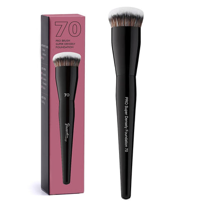 Professioneller Superdichter Foundation-Pinsel 70, schwarzer Griff mit weichen kurzen Borsten für Puder- und Flüssig-Make-up-Auftrag