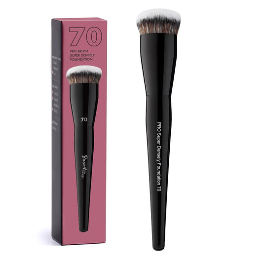 Professioneller Superdichter Foundation-Pinsel 70, schwarzer Griff mit weichen kurzen Borsten für Puder- und Flüssig-Make-up-Auftrag