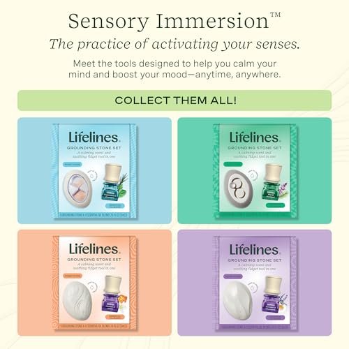 Lifelines Duftstein & Öl-Mischung – Tragbarer Fidget für Jugendliche & Erwachsene mit ätherischen Ölen & Diffusionssteinen für sensorische Immersion – Beruhigender wasserloser Passivdiffusor