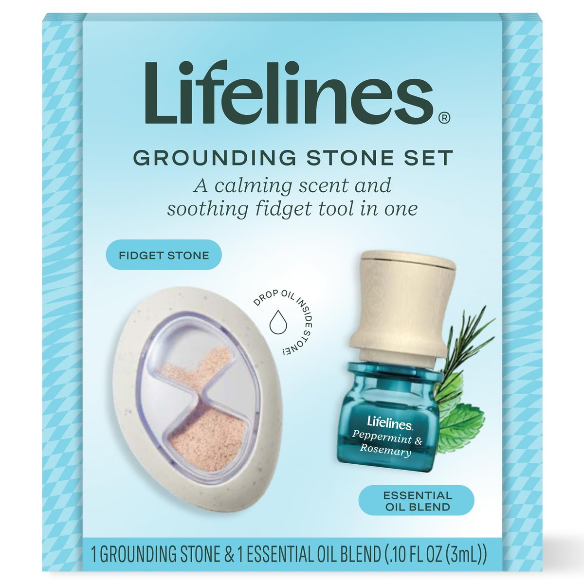 Lifelines Duftstein & Öl-Mischung – Tragbarer Fidget für Jugendliche & Erwachsene mit ätherischen Ölen & Diffusionssteinen für sensorische Immersion – Beruhigender wasserloser Passivdiffusor