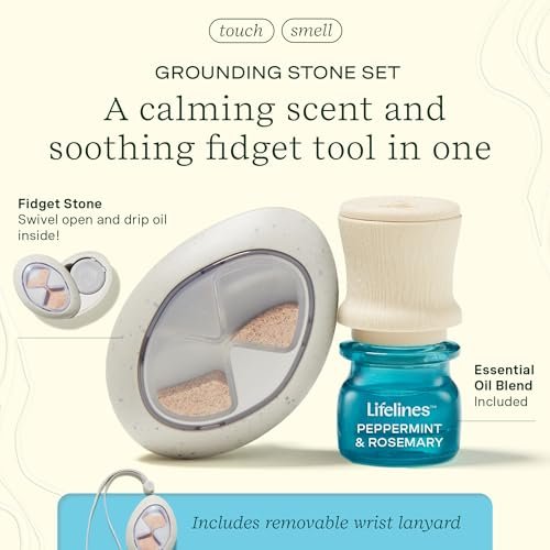 Lifelines Duftstein & Öl-Mischung – Tragbarer Fidget für Jugendliche & Erwachsene mit ätherischen Ölen & Diffusionssteinen für sensorische Immersion – Beruhigender wasserloser Passivdiffusor