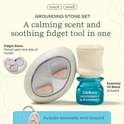 Lifelines Duftstein & Öl-Mischung – Tragbarer Fidget für Jugendliche & Erwachsene mit ätherischen Ölen & Diffusionssteinen für sensorische Immersion – Beruhigender wasserloser Passivdiffusor
