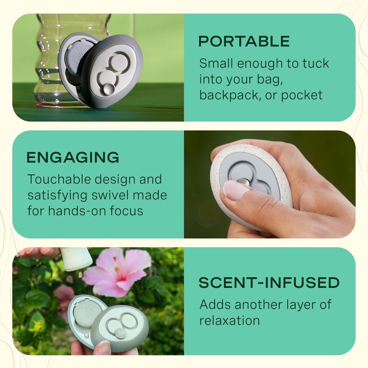 Lifelines Duftstein & Öl-Blend – Tragbarer Fidget für Jugendliche & Erwachsene mit ätherischen Ölen & Diffusionssteinen für sensorische Immersion – Beruhigender wasserloser Passivdiffusor