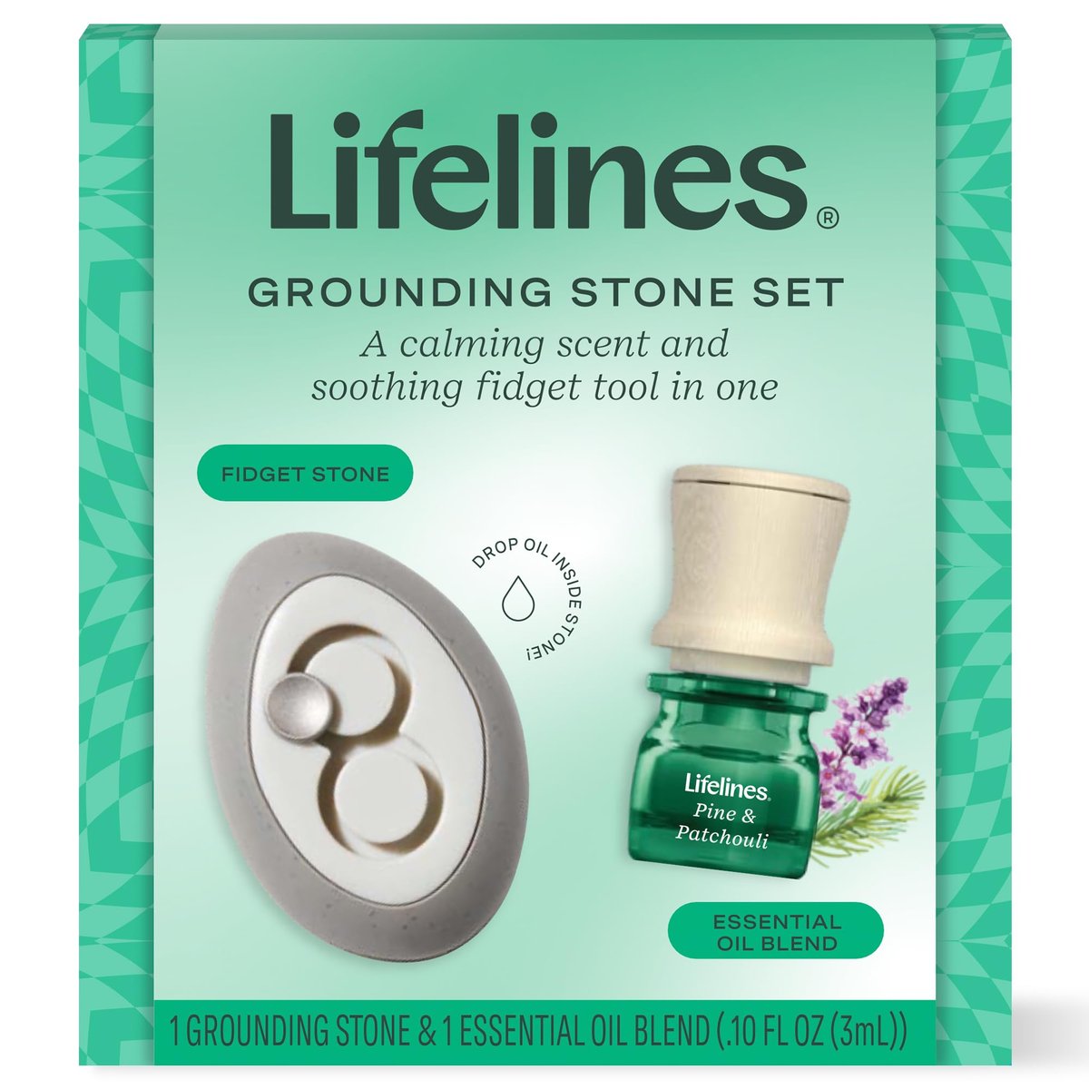 Lifelines Duftstein & Öl-Blend – Tragbarer Fidget für Jugendliche & Erwachsene mit ätherischen Ölen & Diffusionssteinen für sensorische Immersion – Beruhigender wasserloser Passivdiffusor