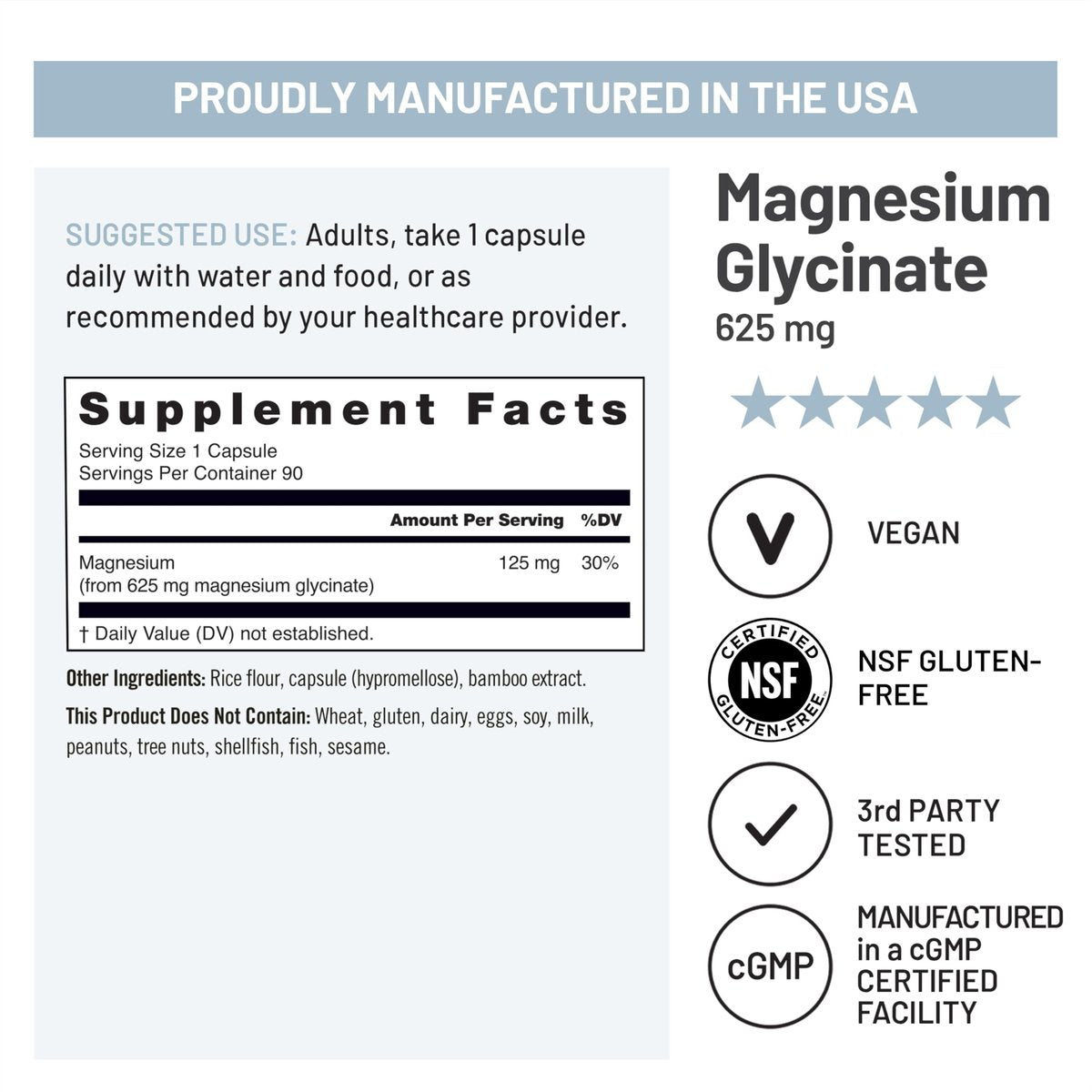 NatureWise Magnesium Glycinat 625 mg – Hochdosiertes, cheliertes Magnesiumglycinat für Schlaf, Entspannung, Muskeln & Knochen* – Magenfreundlich, vegan, nicht-GVO – 90 Kapseln (90-Tage-Vorrat)