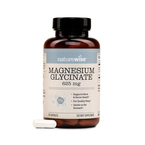 NatureWise Magnesium Glycinat 625 mg – Hochdosiertes, cheliertes Magnesiumglycinat für Schlaf, Entspannung, Muskeln & Knochen* – Magenfreundlich, vegan, nicht-GVO – 90 Kapseln (90-Tage-Vorrat)