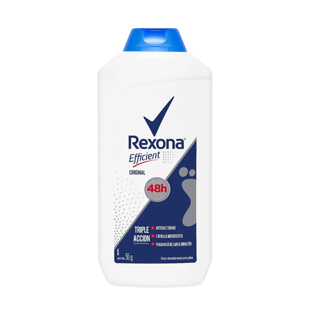 Rexona Efficient Fußpuder 55g – Yahve – Erfrischender Duft & feuchtigkeitsabsorbierende Formel für tägliche Fußpflege
