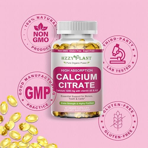 Calcium Komplex für Frauen – Hochdosiertes Calciumcitrat 1200 mg mit Vitamin D3 & Magnesium für starke Knochen, 2-Monats-Vorrat, 60 Softgels