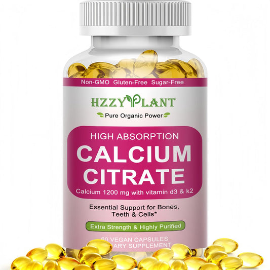 Calcium Komplex für Frauen – Hochdosiertes Calciumcitrat 1200 mg mit Vitamin D3 & Magnesium für starke Knochen, 2-Monats-Vorrat, 60 Softgels