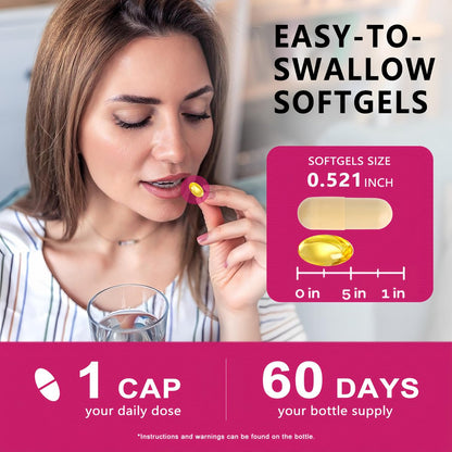 Calcium Komplex für Frauen – Hochdosiertes Calciumcitrat 1200 mg mit Vitamin D3 & Magnesium für starke Knochen, 2-Monats-Vorrat, 60 Softgels