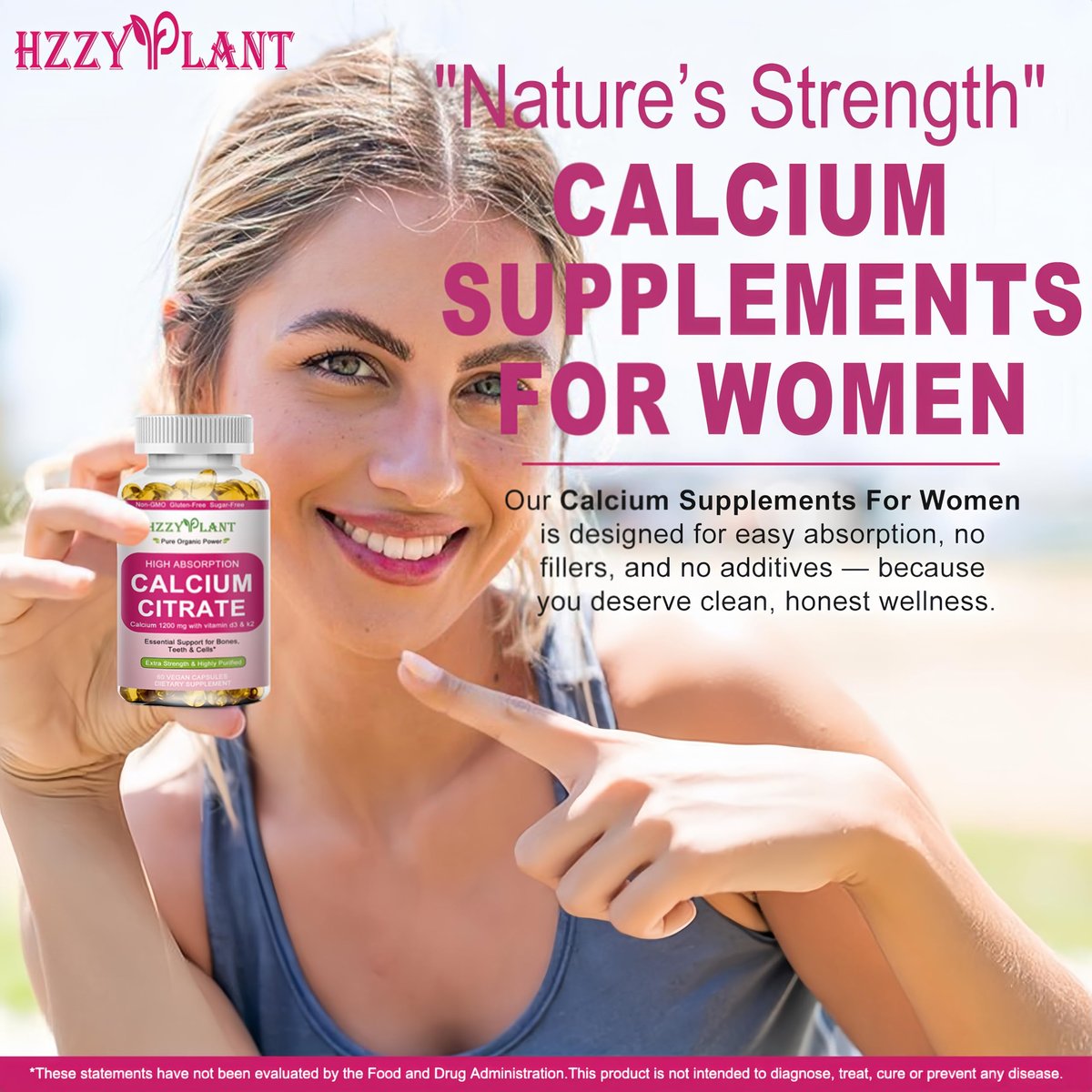 Calcium Komplex für Frauen – Hochdosiertes Calciumcitrat 1200 mg mit Vitamin D3 & Magnesium für starke Knochen, 2-Monats-Vorrat, 60 Softgels