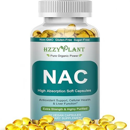 NAC Nahrungsergänzung - NAC Softgel-Kapseln für Antioxidans, Immunsystem, Atemwege, Lebergesundheit - Hochabsorbierbares NAC N-Acetylcystein 1200mg - Non-GMO, Glutenfrei, Vegan - 2-Monatsvorrat