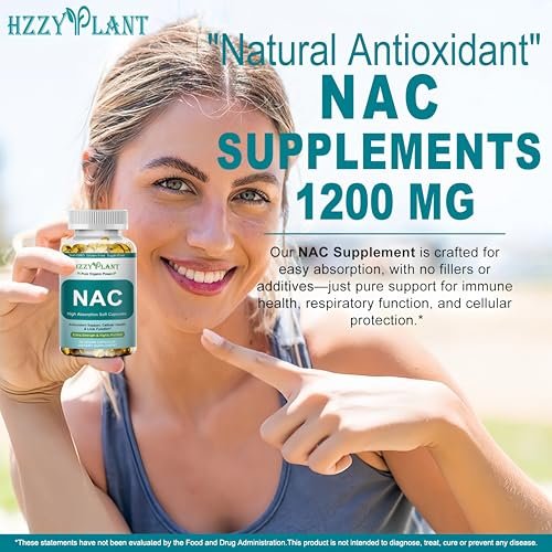 NAC Nahrungsergänzung - NAC Softgel-Kapseln für Antioxidans, Immunsystem, Atemwege, Lebergesundheit - Hochabsorbierbares NAC N-Acetylcystein 1200mg - Non-GMO, Glutenfrei, Vegan - 2-Monatsvorrat