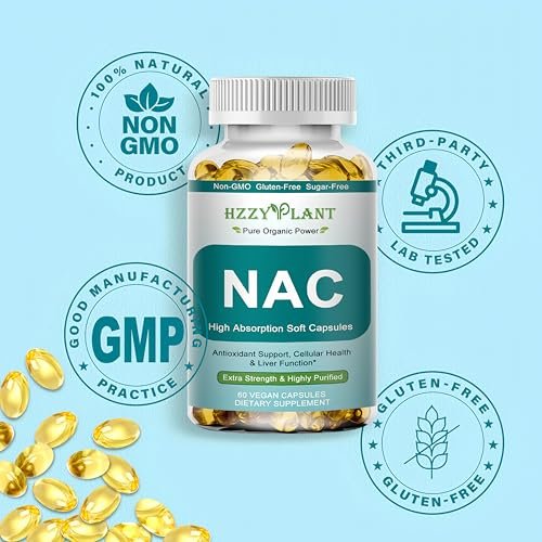 NAC Nahrungsergänzung - NAC Softgel-Kapseln für Antioxidans, Immunsystem, Atemwege, Lebergesundheit - Hochabsorbierbares NAC N-Acetylcystein 1200mg - Non-GMO, Glutenfrei, Vegan - 2-Monatsvorrat