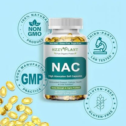 NAC Nahrungsergänzung - NAC Softgel-Kapseln für Antioxidans, Immunsystem, Atemwege, Lebergesundheit - Hochabsorbierbares NAC N-Acetylcystein 1200mg - Non-GMO, Glutenfrei, Vegan - 2-Monatsvorrat