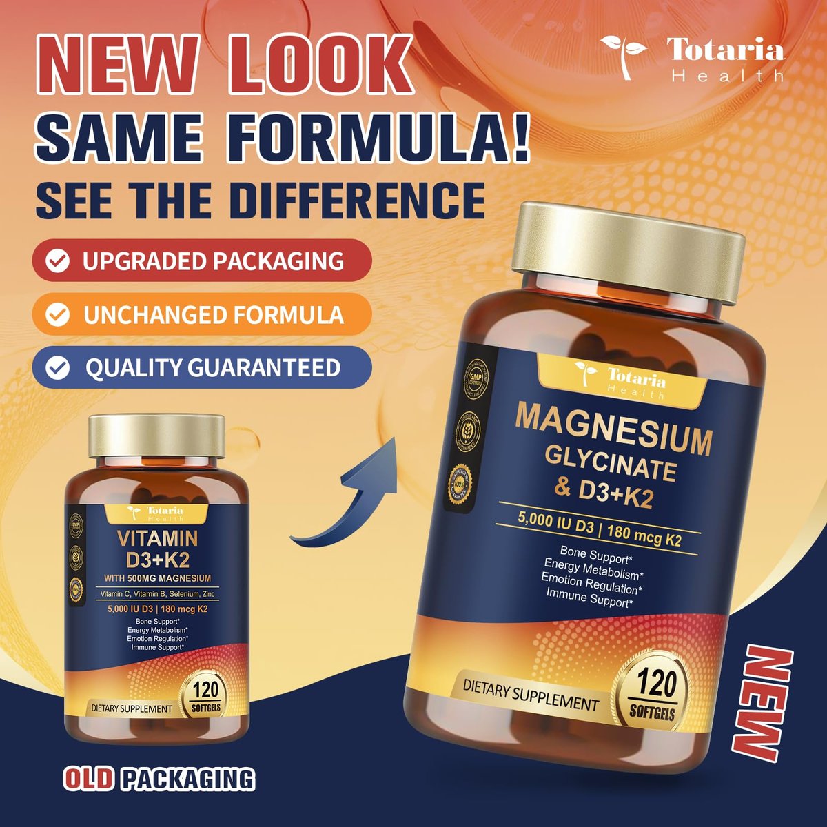 9-in-1 Magnesiumglycinat 500mg + Vitamin D3 5000 IE & K2 Komplex - Hoch absorbierbar - Unterstützt gesunden Stressabbau, Schlaf, Muskelfunktion, Knochengesundheit & Energie - Non-GMO, glutenfrei, 120 Softgels