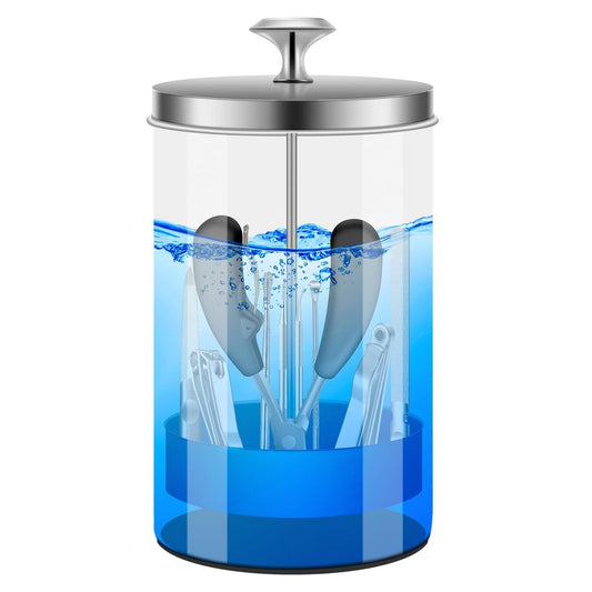 IEBARBER Nagelwerkzeug-Desinfektionsglas – 21 Unzen Glas-Sterilisator mit herausnehmbarem Siebeinsatz – für Maniküre- und Friseurbedarf Aufbewahrung und Organisation