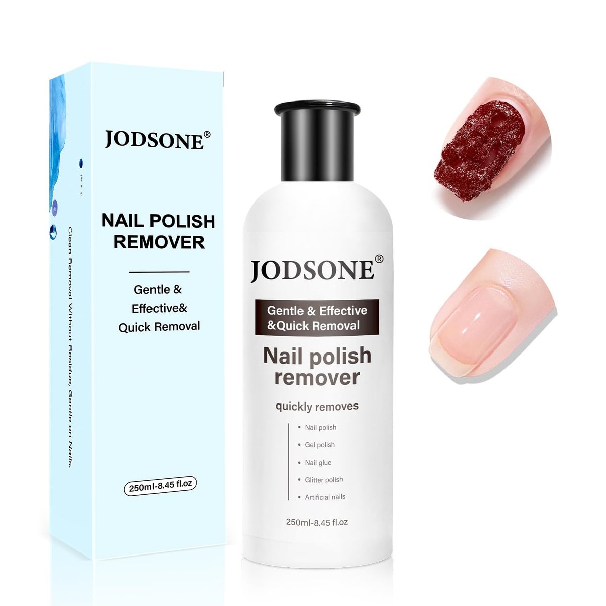JODSONE Acetonfreier Nagellackentferner, 250 ml | Gel-Nagellackentferner für Acryl- & Gelnägel | Profi-Entferner für Zuhause & Salon