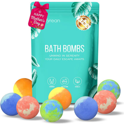 Vivifyrean Badebomben – 8er Pack, Organisch mit Ätherischen Ölen, Sheabutter & Bittersalz, 4 Natürliche Düfte, Geschenk für Frauen & Mädchen, Muttertag, Geburtstag, Nicht-Giftig, Leicht zu Reinigen