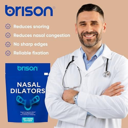 Brison Nasendilatatoren für Atmung und Schlaf - 2er-Pack Anti-Schnarch Nasenöffner für bessere Atmung, Schlaf und Aktivität, verbessert den Luftstrom - 2 Stück weich-hart