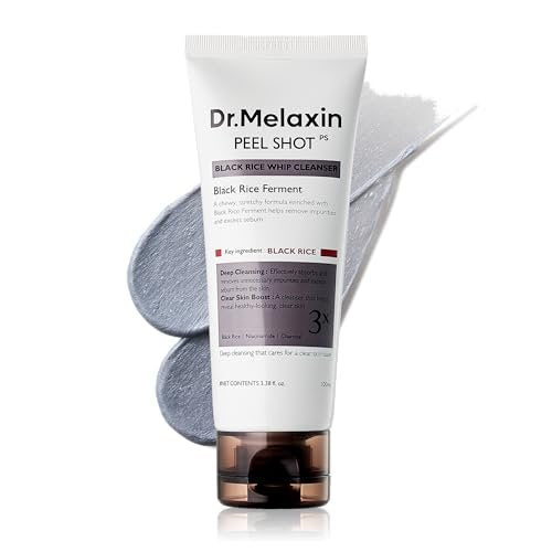 Dr.Melaxin Peel Shot Black Rice Mochi Whip Cleanser 100ml – Reinigungscreme gegen Mitesser, verstopfte Poren, überschüssigen Talg und fahle Haut