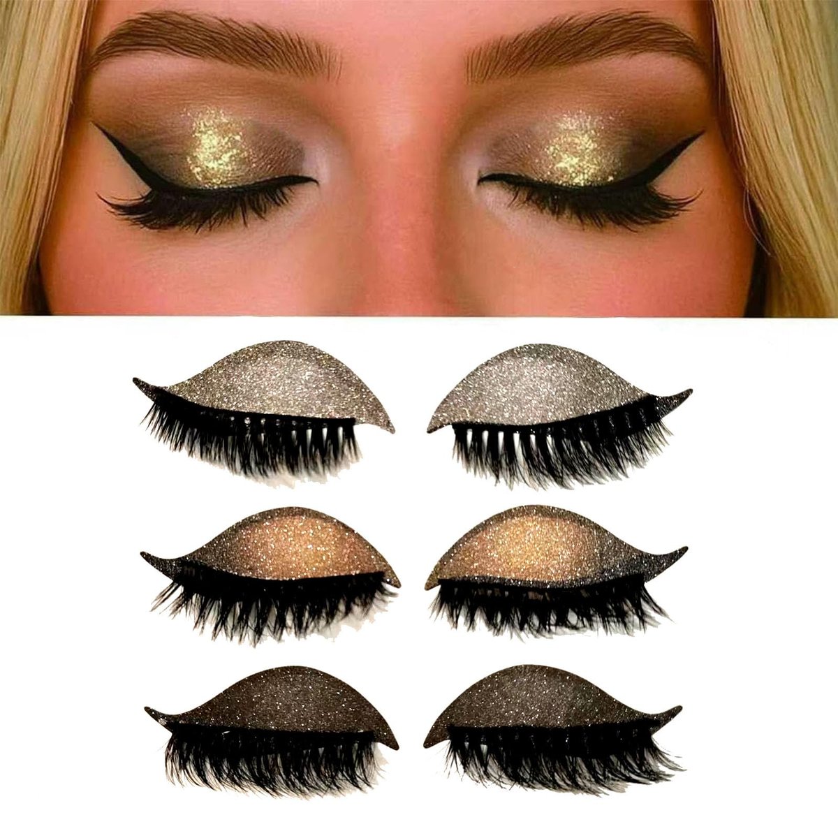 Lazy Eye Shadow Eyelash Patch – 3-in-1 Selbstklebende Wimpernaufkleber mit Lidschatten & falschen Wimpern (3 Stück)