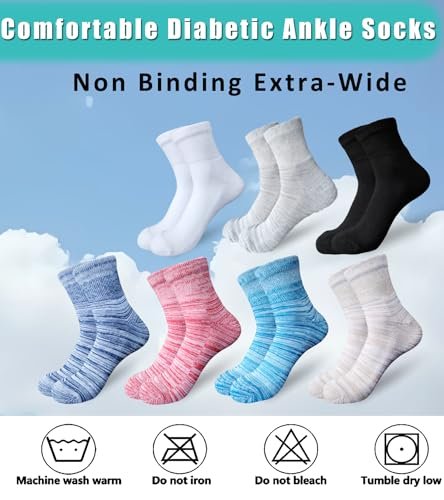 Aisesine Diabetikersocken Extra Breite für Herren 6 Paar – Nicht einengend für geschwollene Knöchel, Ödeme, Neuropathie – Krankenhaussocken 10-13 Schwarz