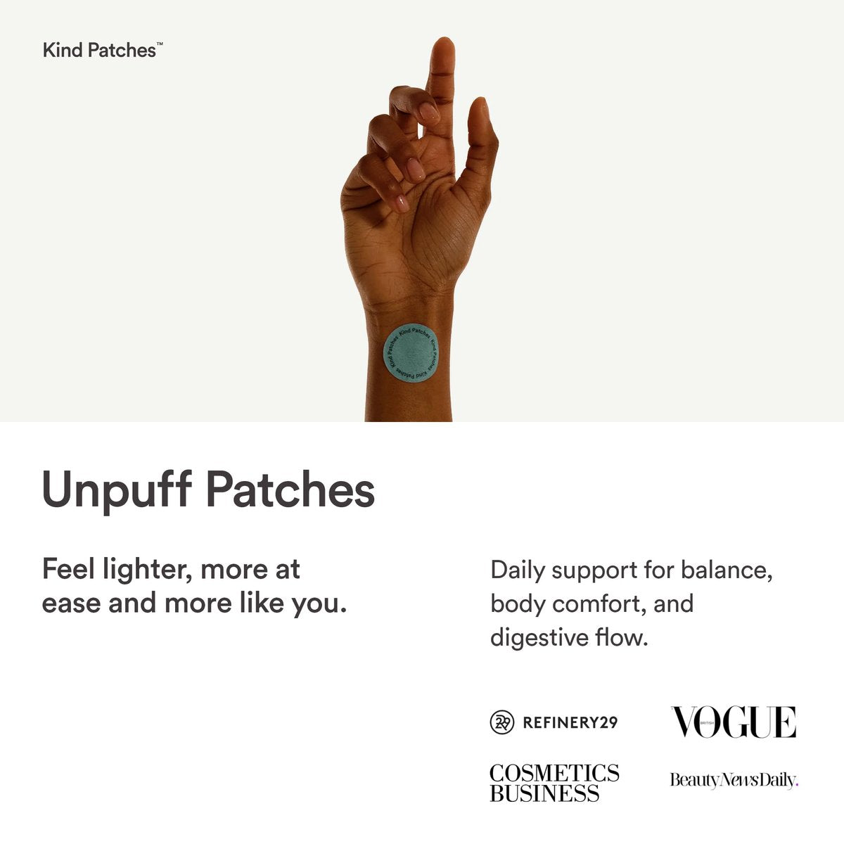 Kind Patches Unpuff Patches mit Löwenzahnwurzel, Fenchel, Artischocke, Ingwer und Kurkuma Extrakt – vegan – 30 Stück