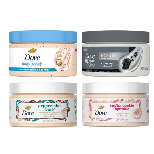 Dove Limited Edition Holiday Treats Peeling Körperpeeling Mini 4er-Pack für tiefe Nährstoffversorgung je 99 g