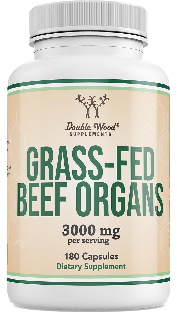 Grass Fed Beef Organ Complex (3.000 mg pro Portion, 180 Kapseln, 1 Monatsvorrat) – Nahrungsergänzungsmittel für Verdauung, Immunsystem, Energie und Wohlbefinden von Double Wood