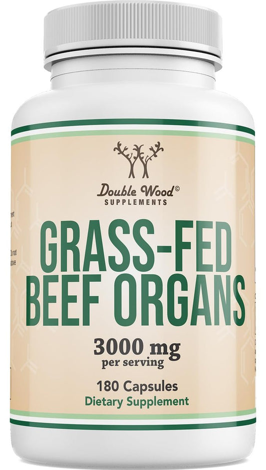 Grass Fed Beef Organ Complex (3.000 mg pro Portion, 180 Kapseln, 1 Monatsvorrat) – Nahrungsergänzungsmittel für Verdauung, Immunsystem, Energie und Wohlbefinden von Double Wood