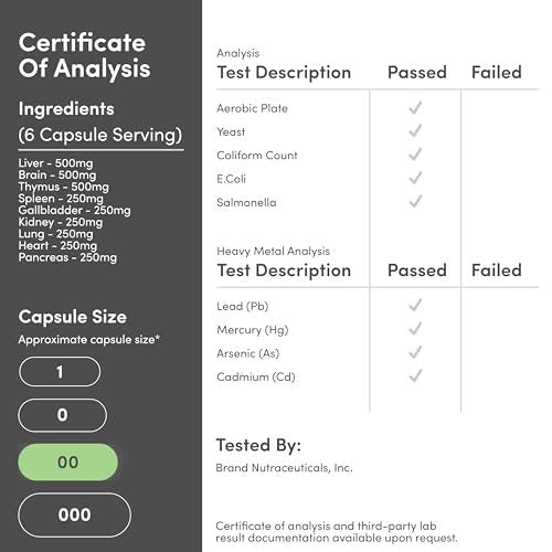 Grass Fed Beef Organ Complex (3.000 mg pro Portion, 180 Kapseln, 1 Monatsvorrat) – Nahrungsergänzungsmittel für Verdauung, Immunsystem, Energie und Wohlbefinden von Double Wood