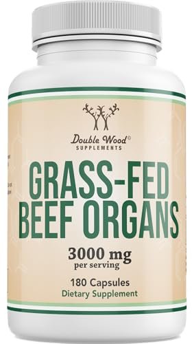 Grass Fed Beef Organ Complex (3.000 mg pro Portion, 180 Kapseln, 1 Monatsvorrat) – Nahrungsergänzungsmittel für Verdauung, Immunsystem, Energie und Wohlbefinden von Double Wood