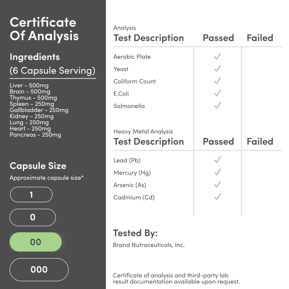 Grass Fed Beef Organ Complex (3.000 mg pro Portion, 180 Kapseln, 1 Monatsvorrat) – Nahrungsergänzungsmittel für Verdauung, Immunsystem, Energie und Wohlbefinden von Double Wood