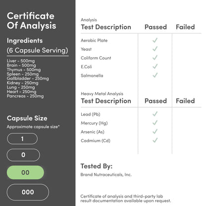 Grass Fed Beef Organ Complex (3.000 mg pro Portion, 180 Kapseln, 1 Monatsvorrat) – Nahrungsergänzungsmittel für Verdauung, Immunsystem, Energie und Wohlbefinden von Double Wood